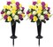 Cemetery Flowers for Grave – Artificial 24-Head Chrysanthemums, Rose & Daisy Bouquet with Vase for Outdoor Grave and Headstone Decorations (Purple)